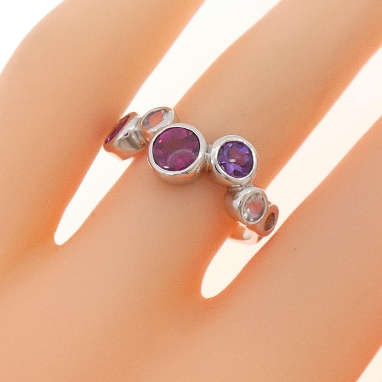 K18WG カラーストーン リング