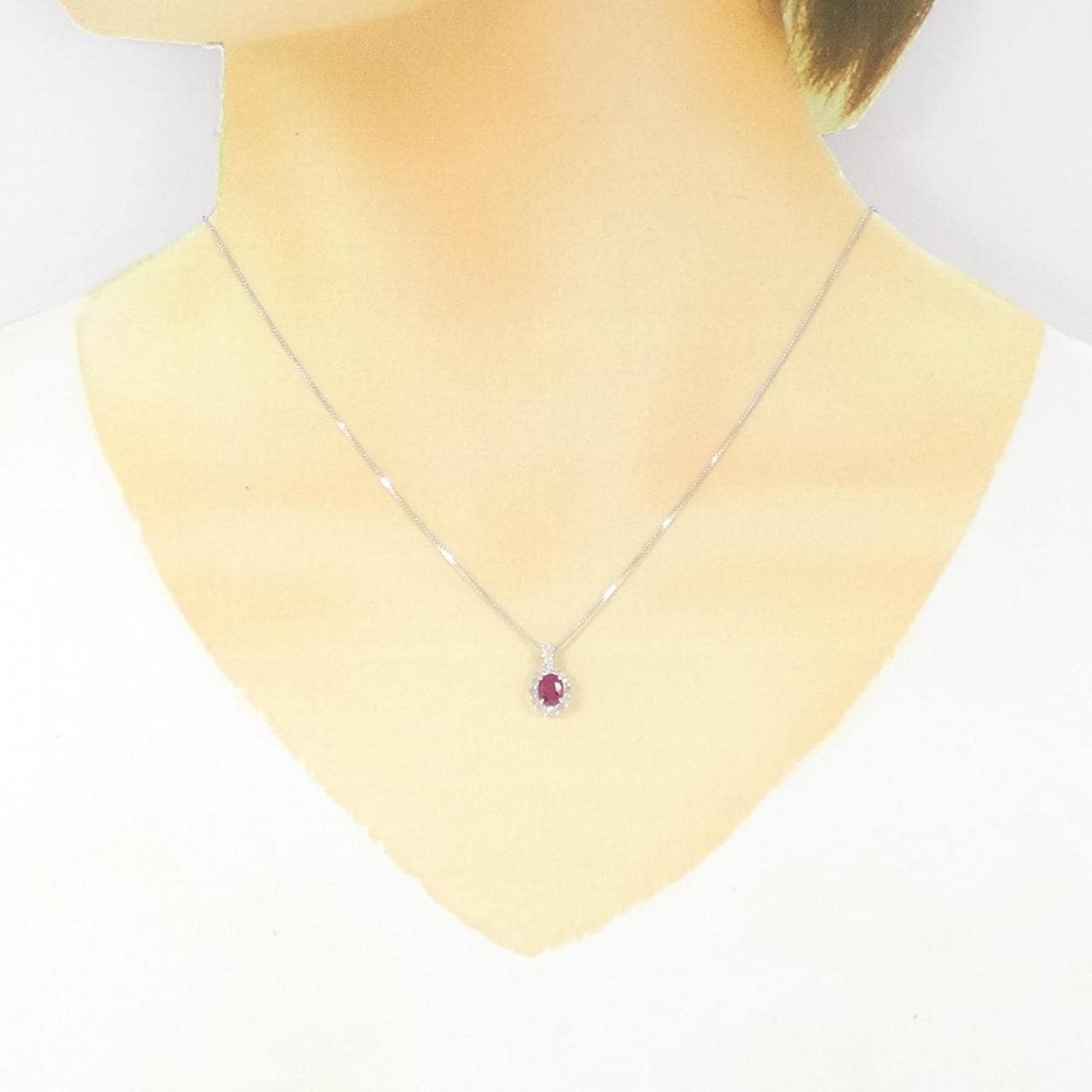 K14WG/K18WG Ruby Necklace 0.52CT