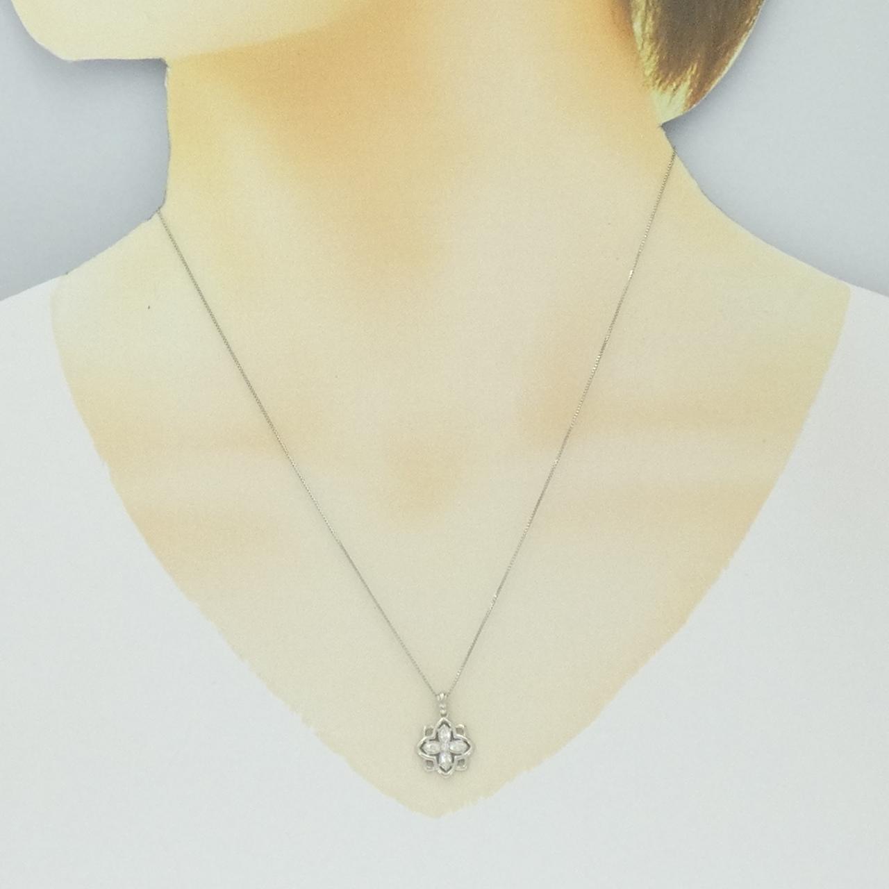 【新品】PT900/PT850 フラワー ダイヤモンド ネックレス 0.18CT