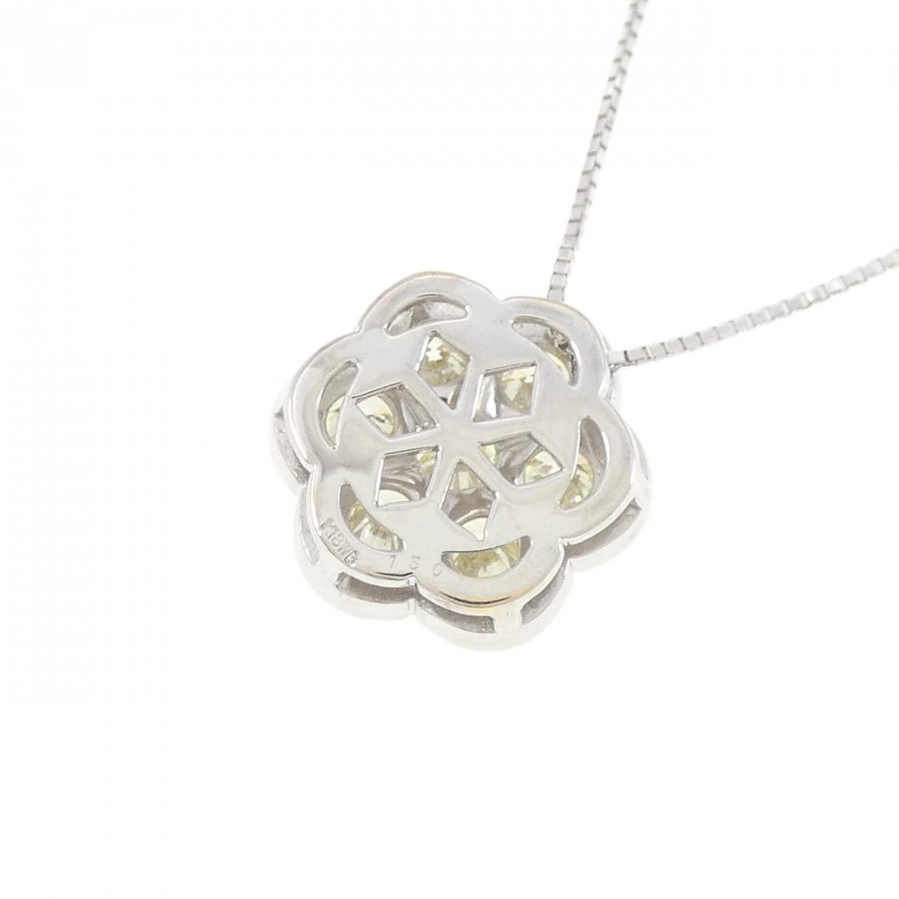 K18WG フラワー ダイヤモンド ネックレス 1.50CT