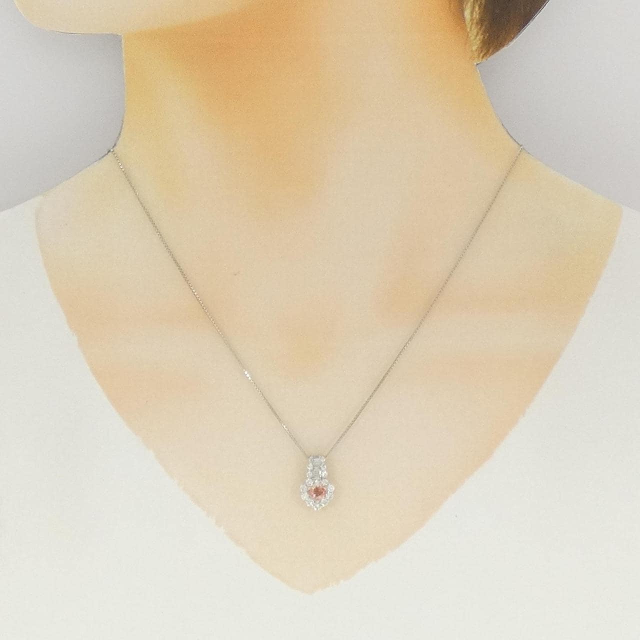 PT900/PT850 ハート パパラチアサファイヤ ネックレス 0.517CT