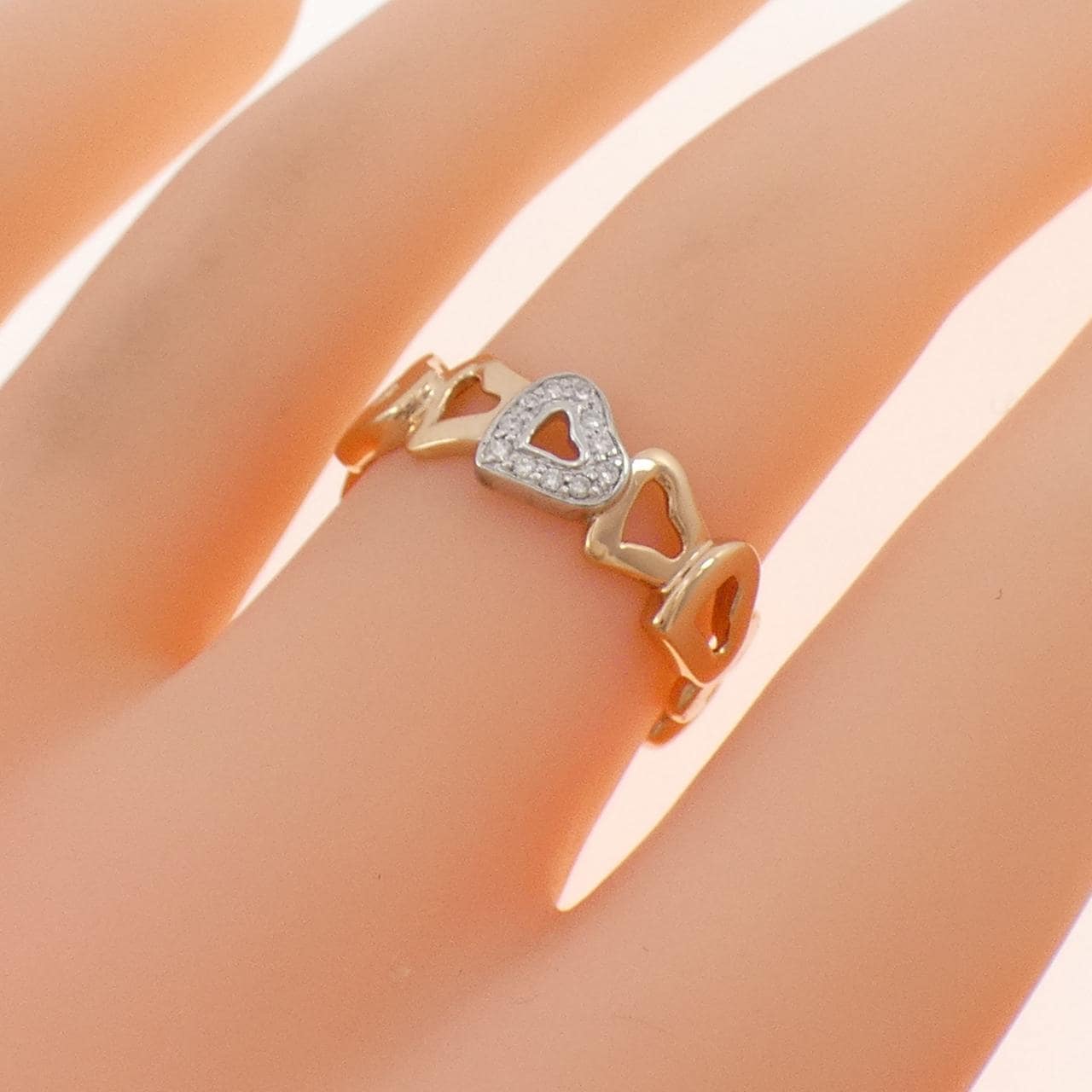 K18PG/K18WG ハート ダイヤモンド リング