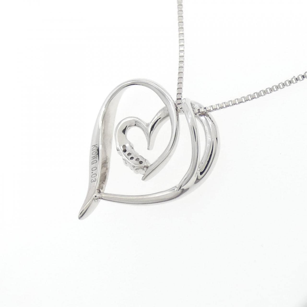 K10WG Heart Diamond Necklace 0.03CT