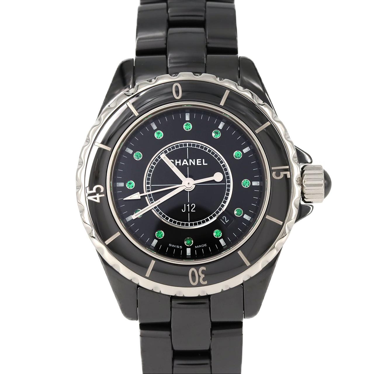 シャネル J12 33mmセラミック･12Pエメラルド H2130 セラミック クォーツ