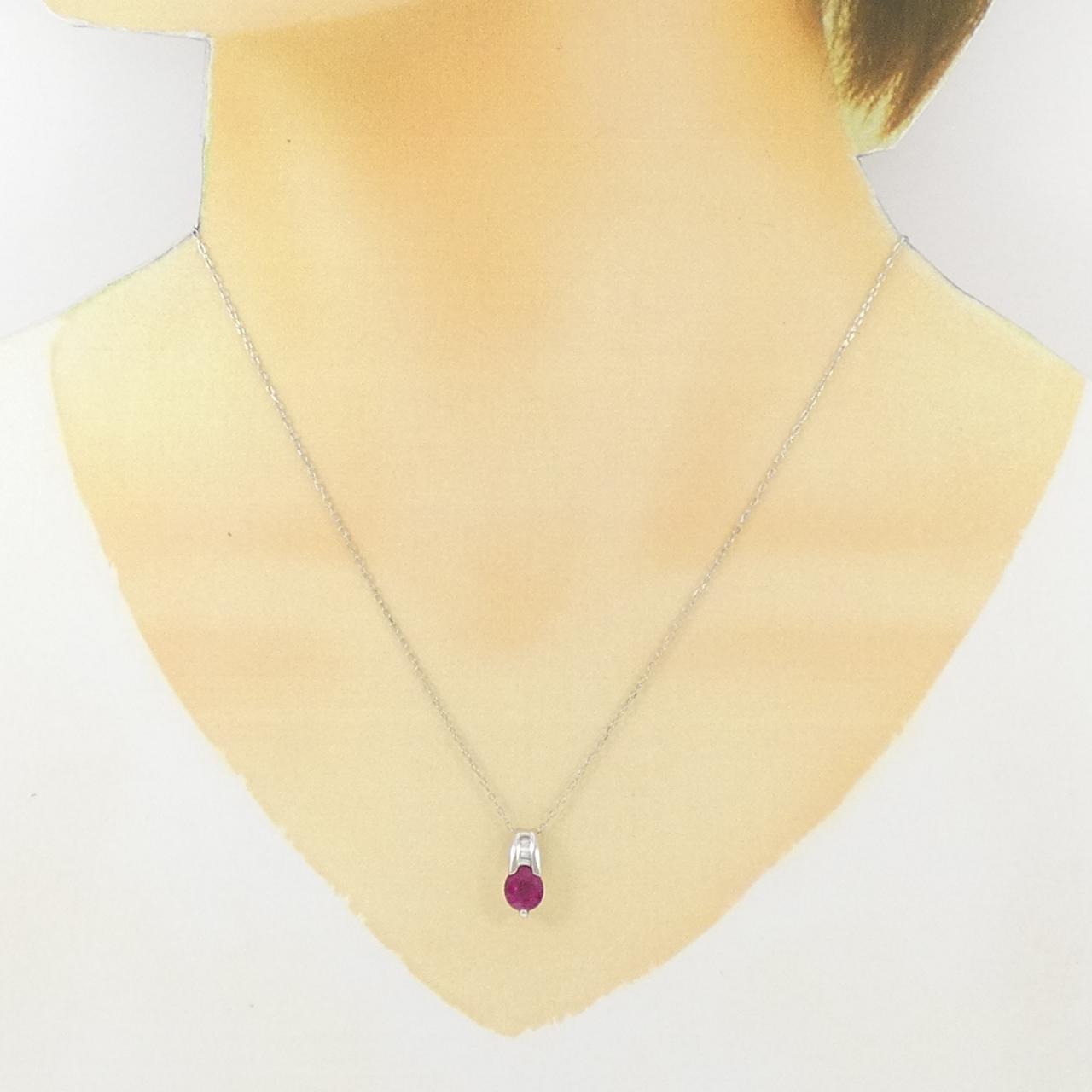 PT900/PT850 ルビー ネックレス 1.28CT