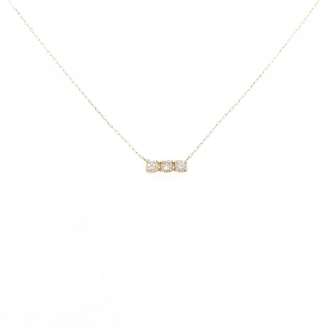 【新品】K18YG スリーストーン ダイヤモンド ネックレス 0.15CT