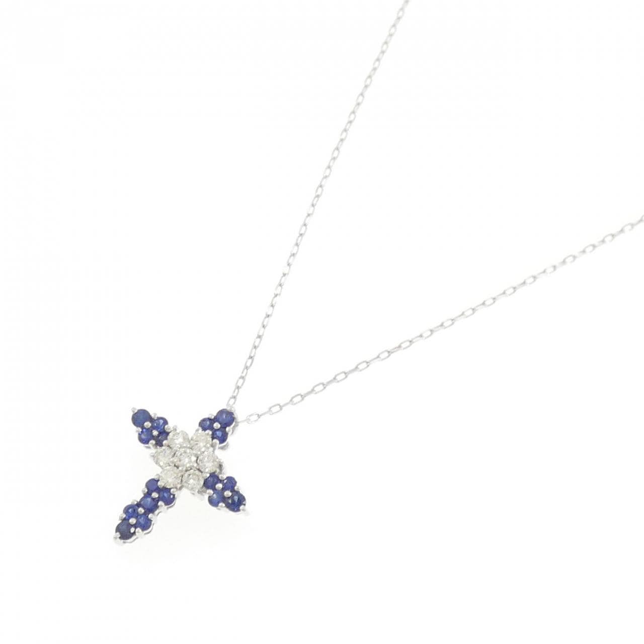 K18WG クロス サファイヤ ネックレス 0.40CT