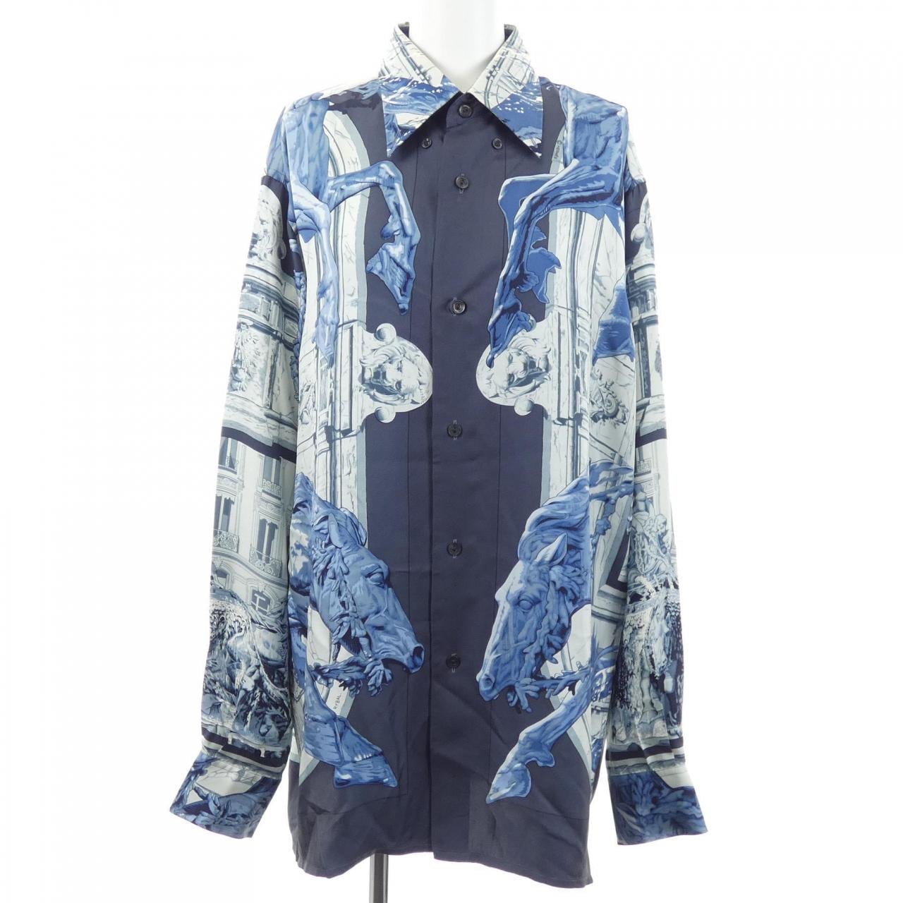 【ヴィンテージ】エルメス HERMES LA FONTAINE DE BARTHOLDI ツイルレーヌ シャツ