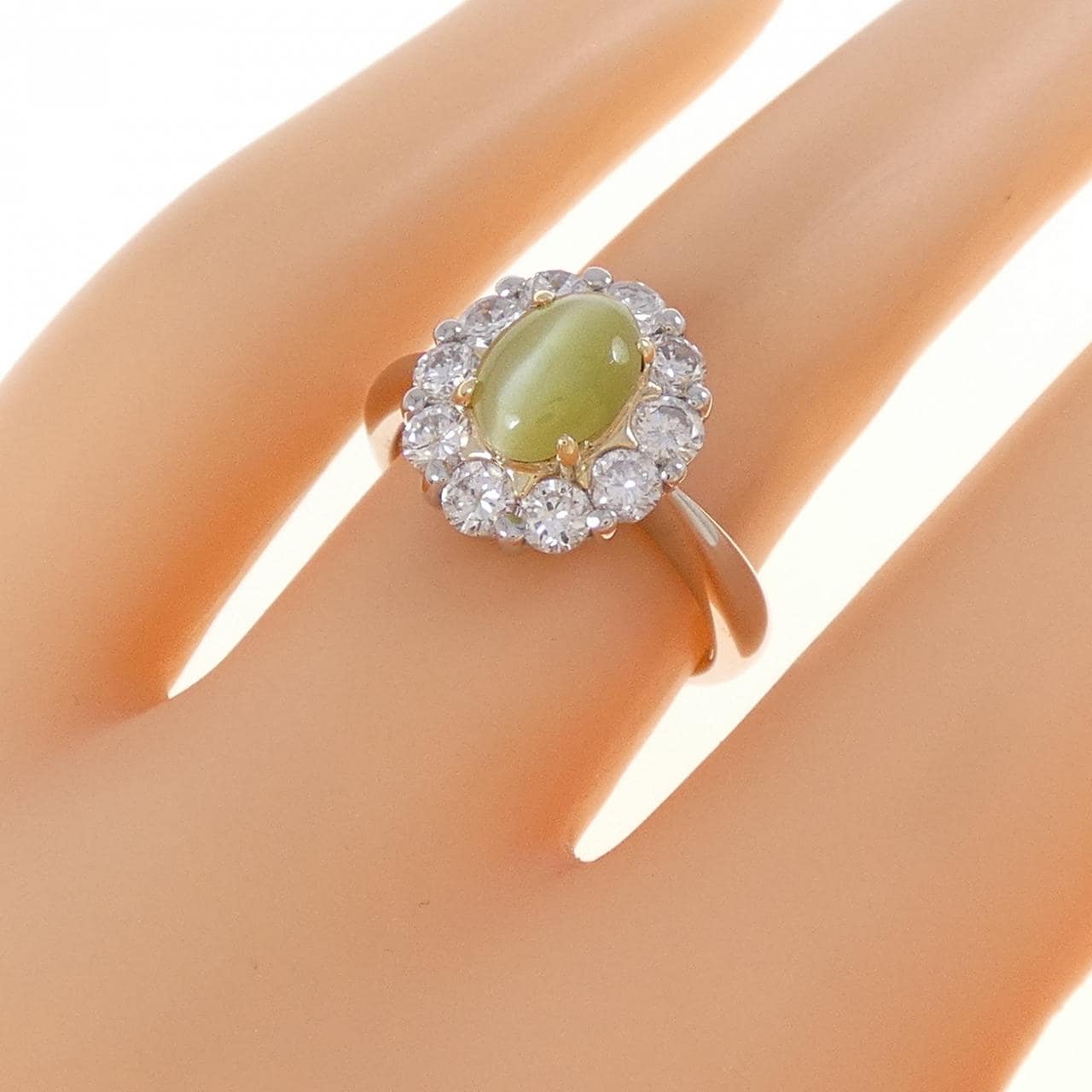 PT900/K18YG Chrysoberyl Cat's Tail Ring 1.24CT
