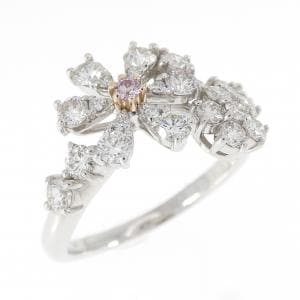 PT950/K18PG フラワー ピンクダイヤモンド リング 0.034CT