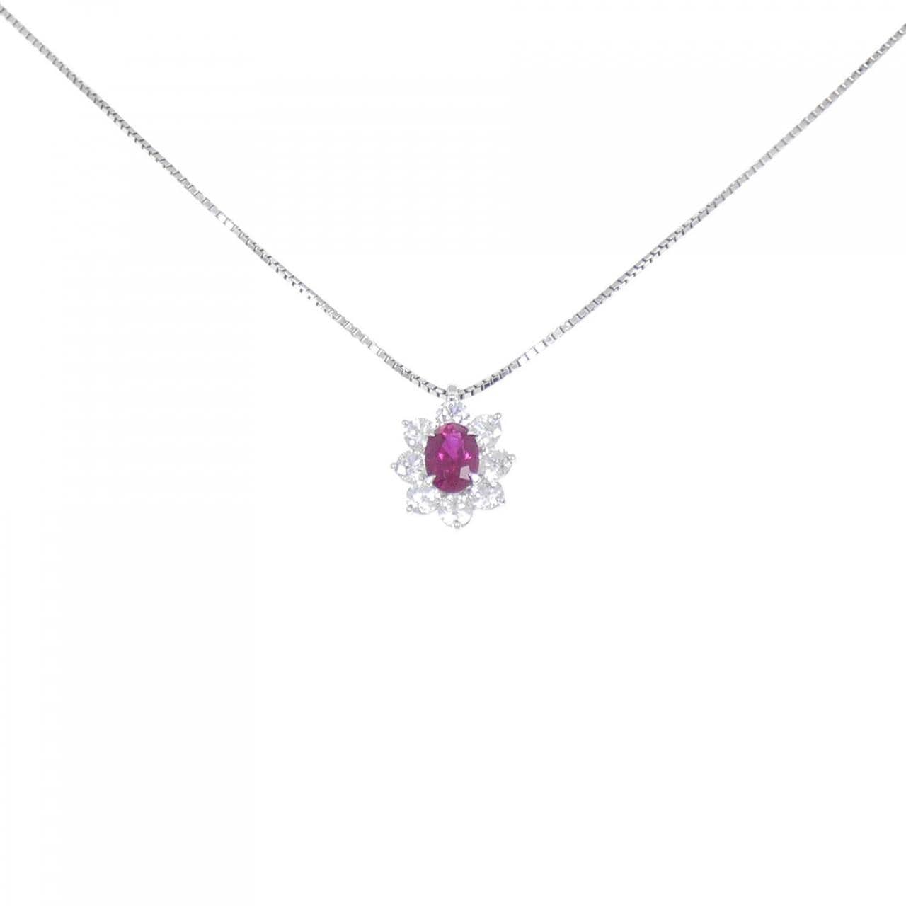 PT900/PT850 ルビー ネックレス 1.31CT ビルマ産
