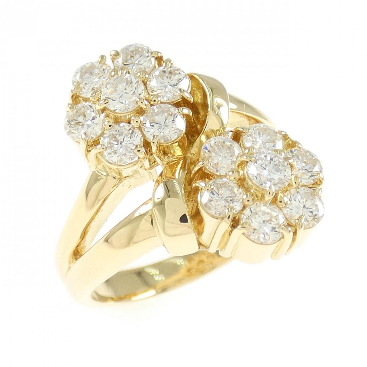 K18YG フラワー ダイヤモンド リング 1.09CT