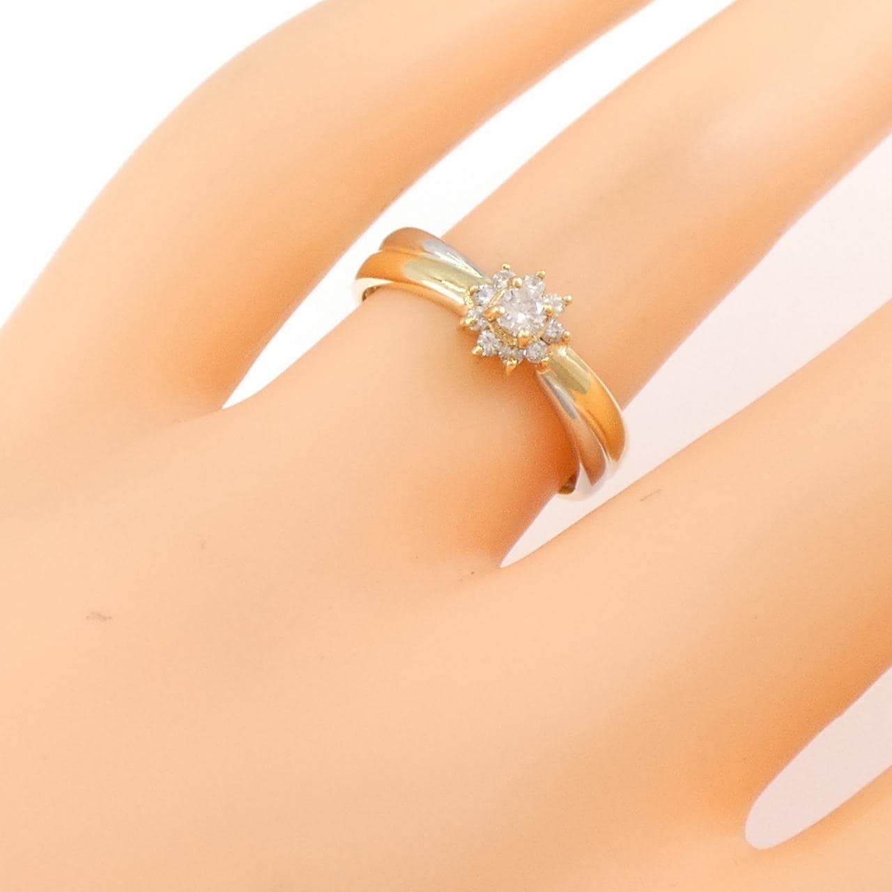 K18YG/PT ダイヤモンド リング 0.18CT