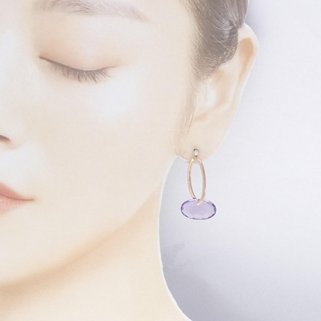 K18PG アメジスト ピアス 12.94CT