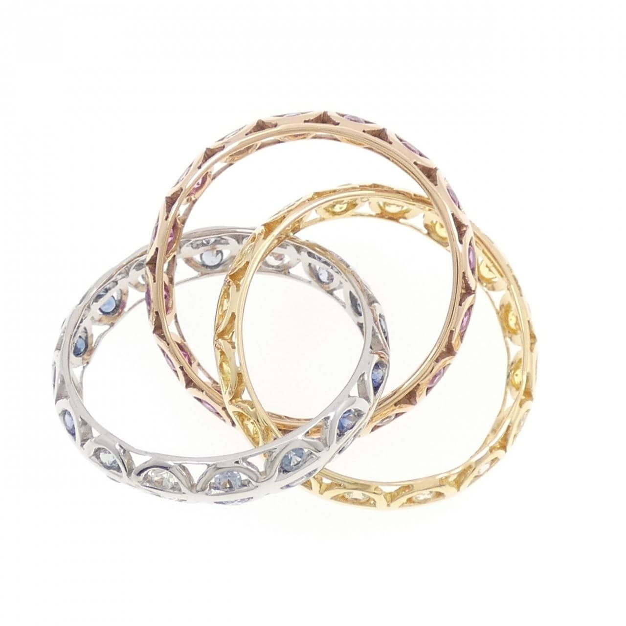 750スリーカラー サファイヤ リング 2.88CT