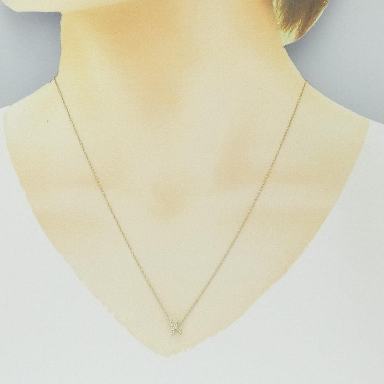 K10YG イニシャルK ダイヤモンド ネックレス 0.04CT
