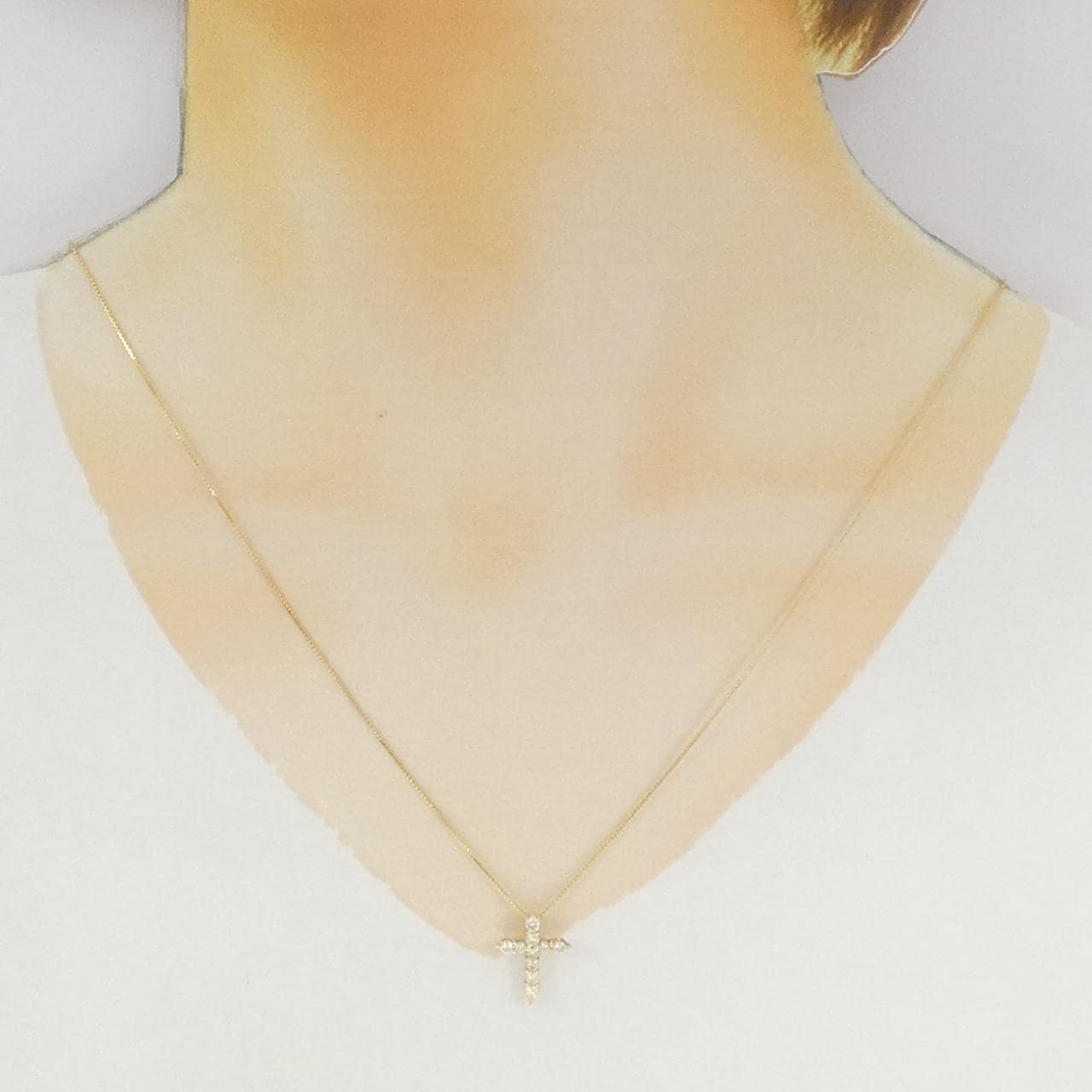 K18YG クロス ダイヤモンド ネックレス 0.50CT