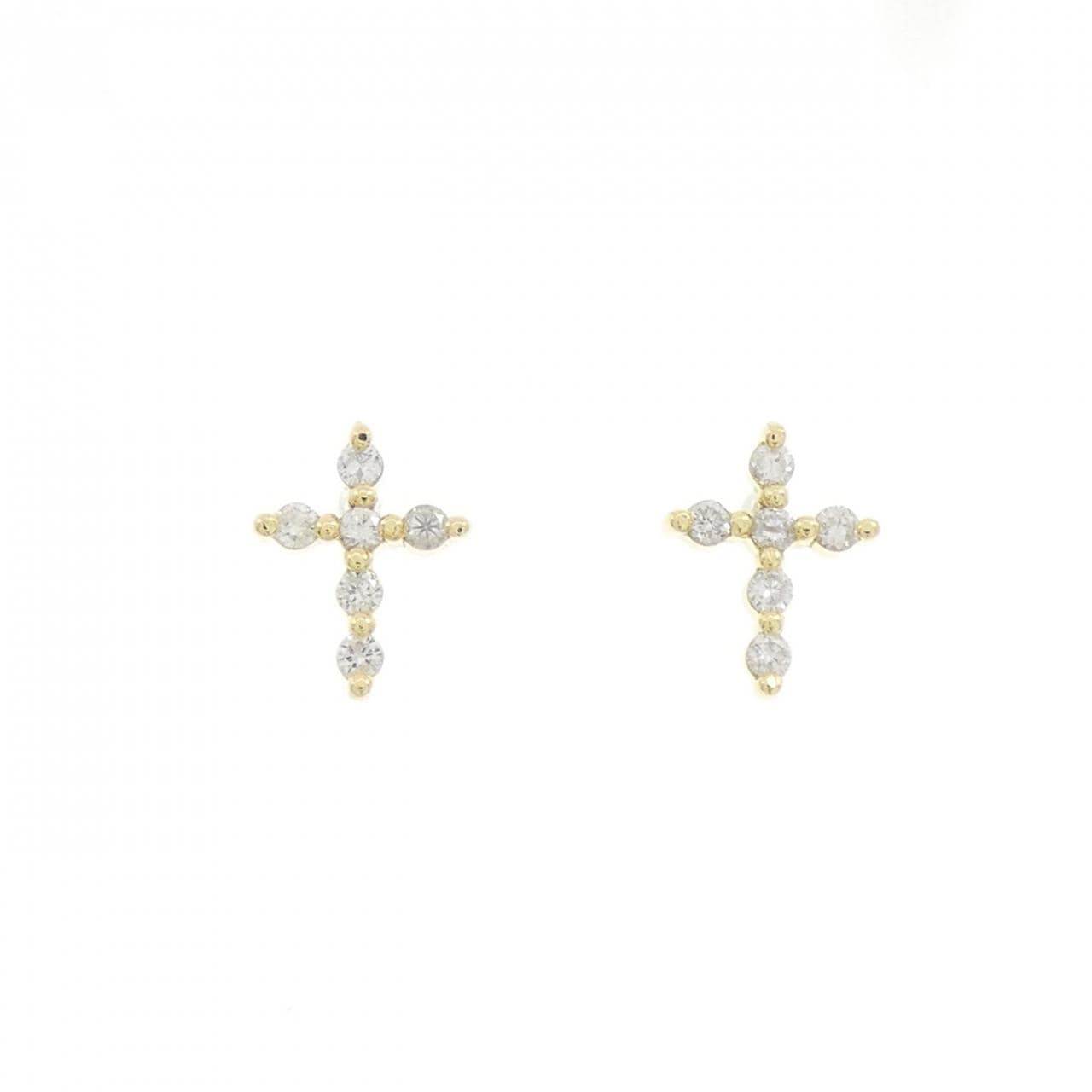 K18YG クロス ダイヤモンド ピアス 0.20CT
