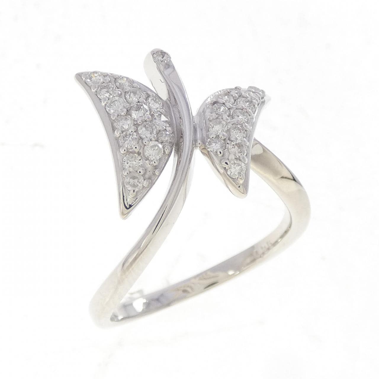 K18WG バタフライ ダイヤモンド リング 0.36CT