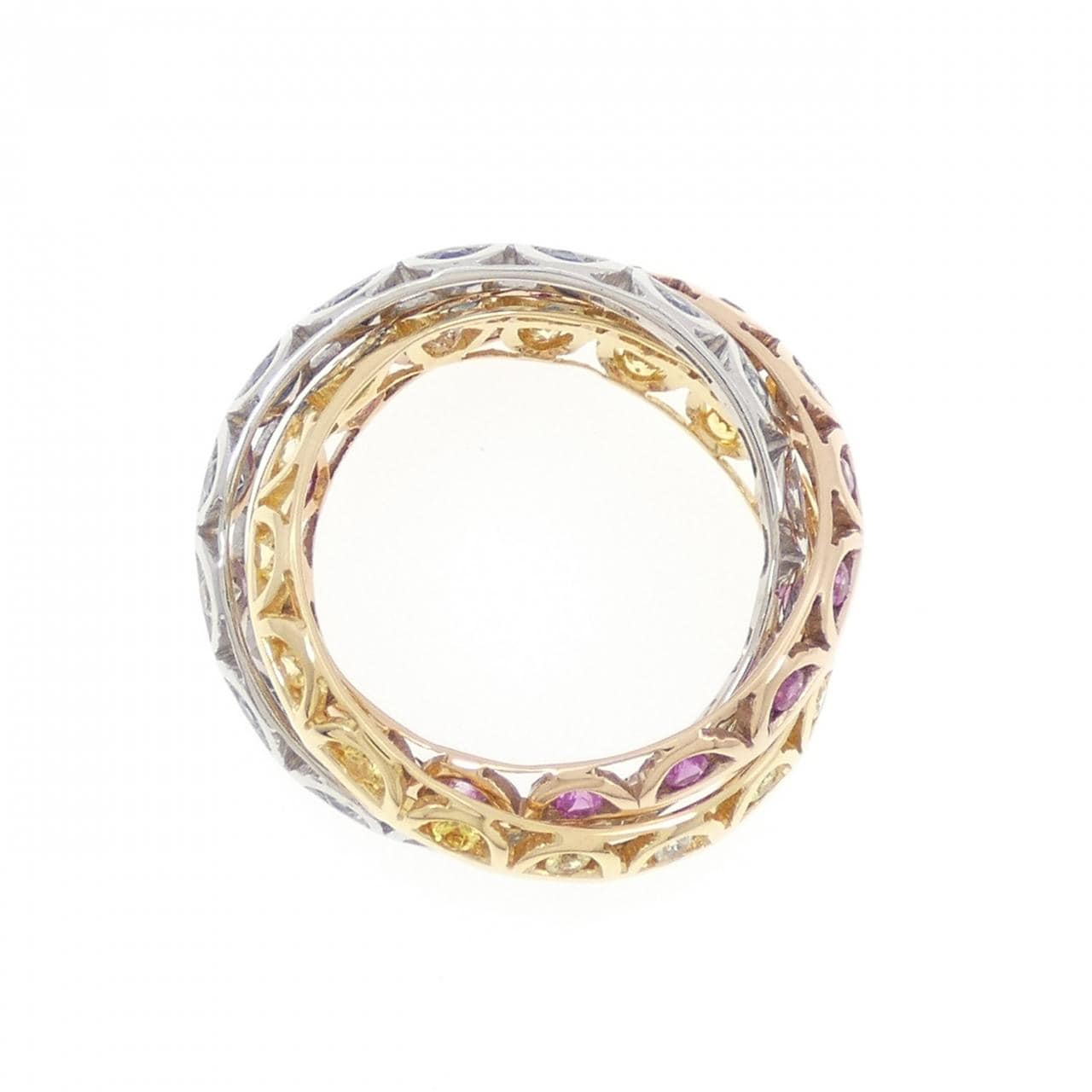 750スリーカラー サファイヤ リング 2.88CT