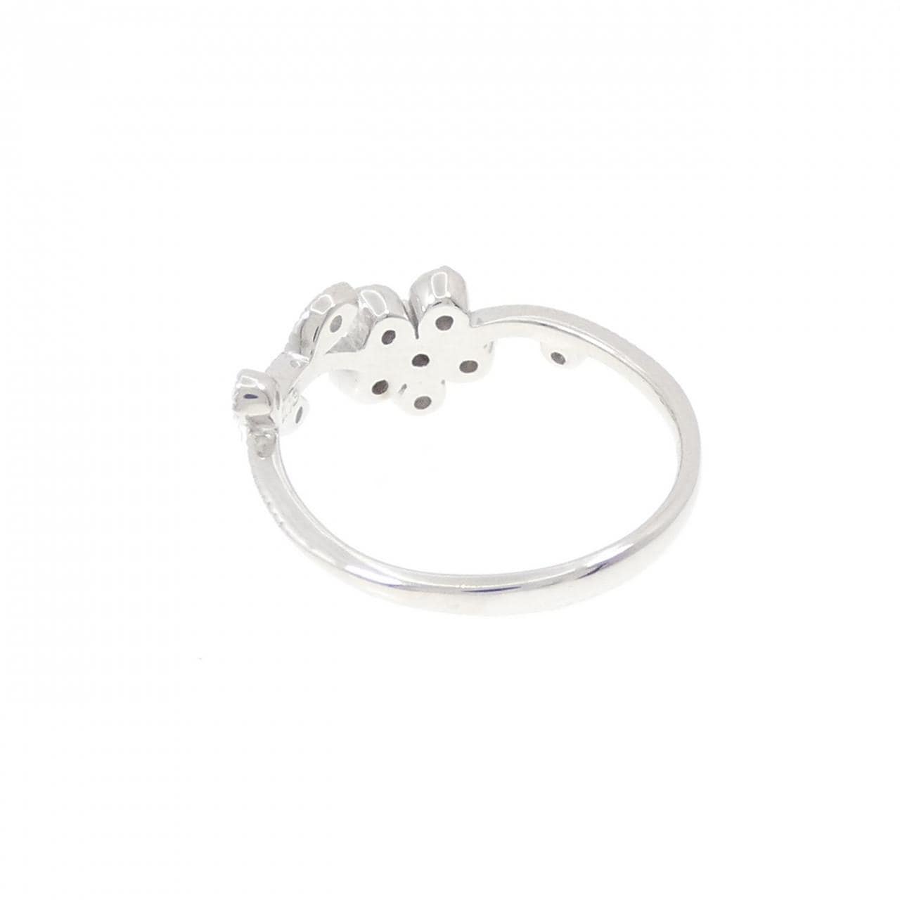 K18WG フラワー ダイヤモンド ピンキー リング 0.13CT