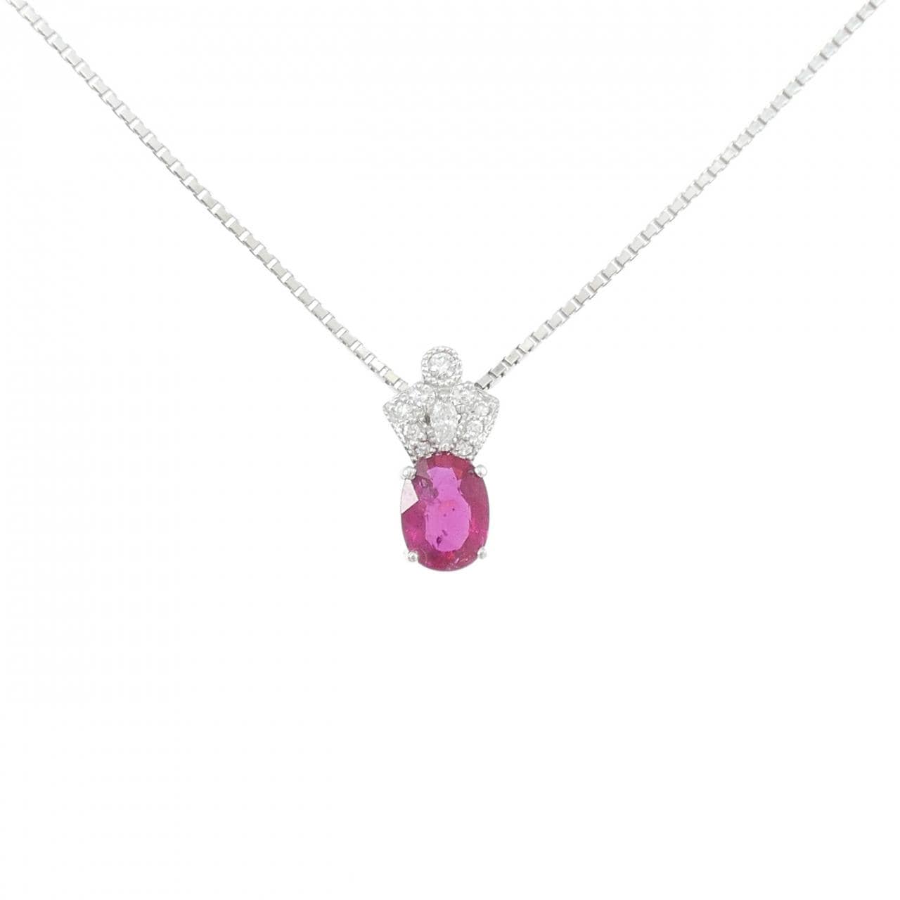 K18WG ルビー ネックレス 1.03CT