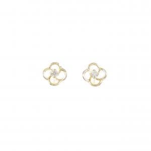 【新品】K18YG フラワー ダイヤモンド ピアス 0.028CT