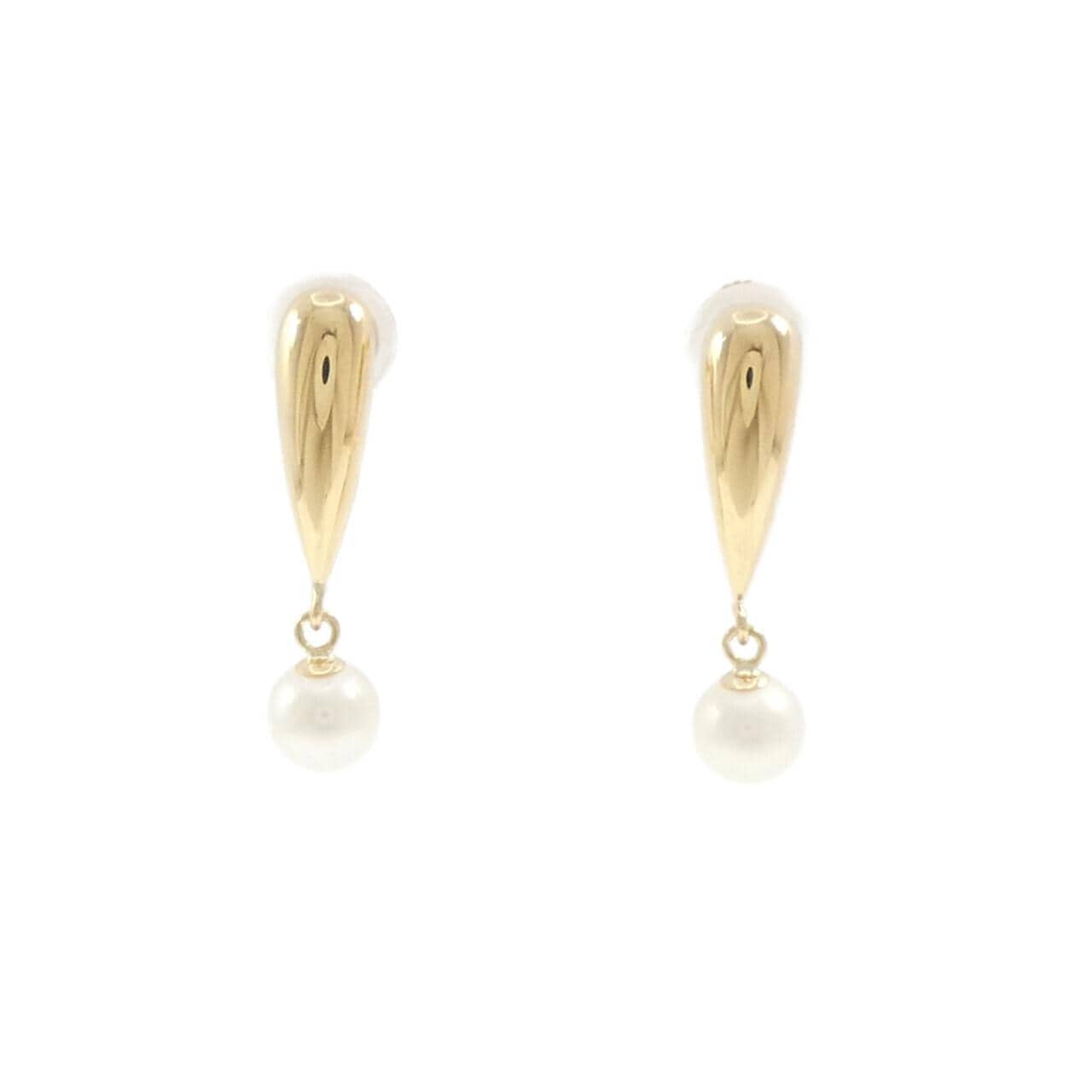 K18YG 淡水パール イヤリング 4.6mm