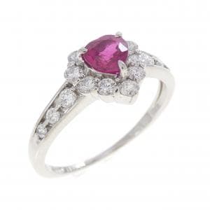 PT900 ハート ルビー リング 0.56CT