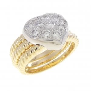 750YG/PT900 ハート ダイヤモンド リング 0.86CT