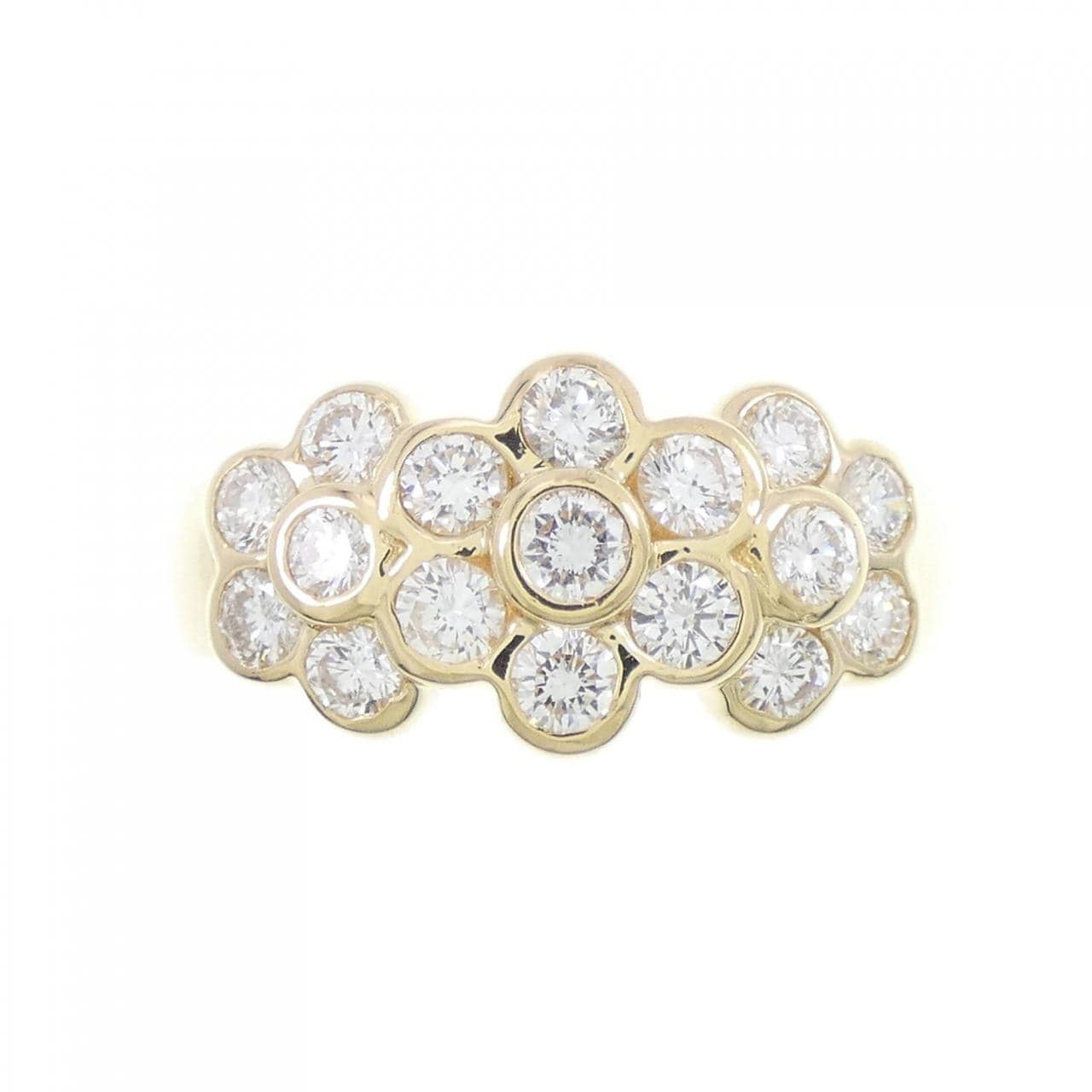 K18YG flower Diamond ring 0.75CT