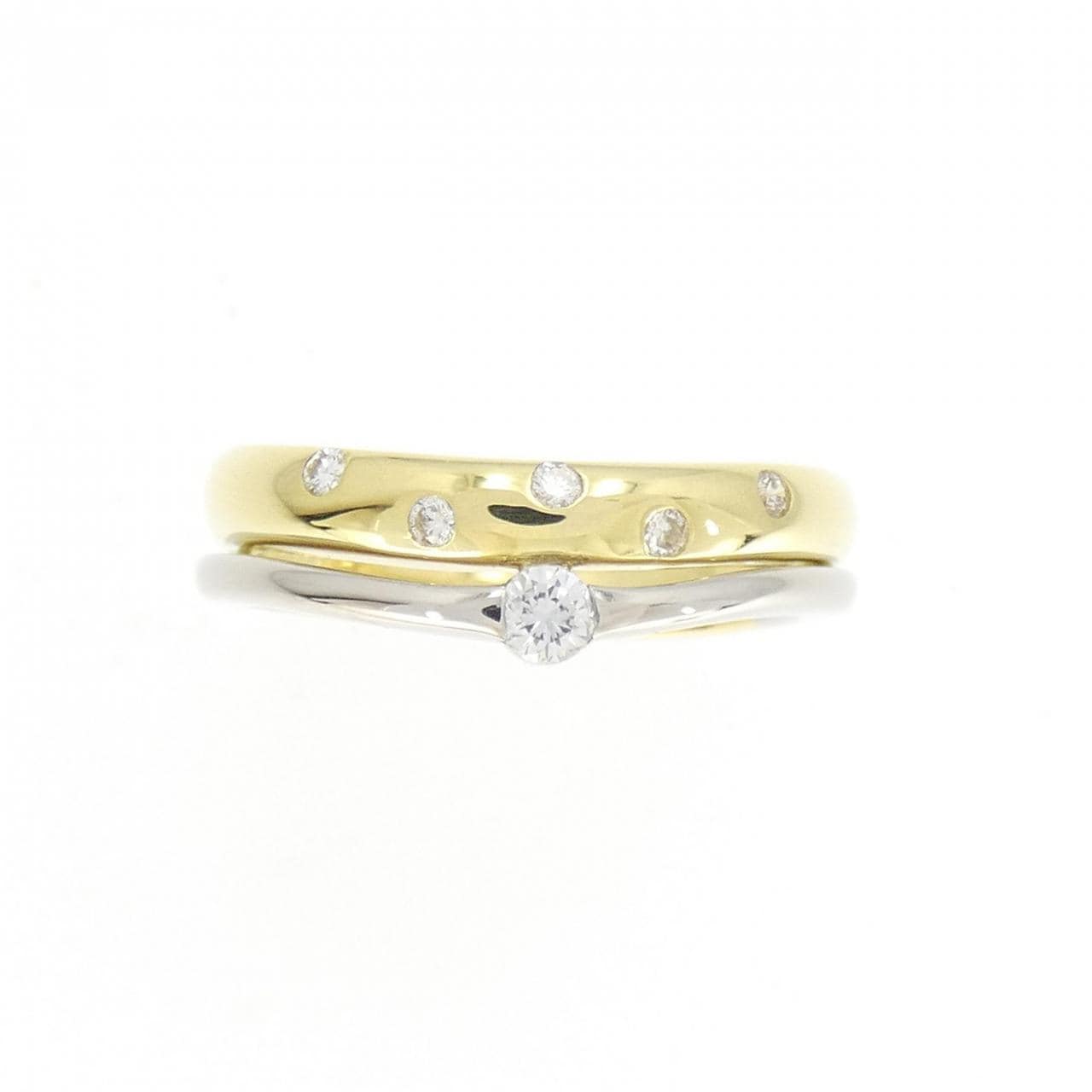 K18YG/PT900 ダイヤモンド リング 0.10CT