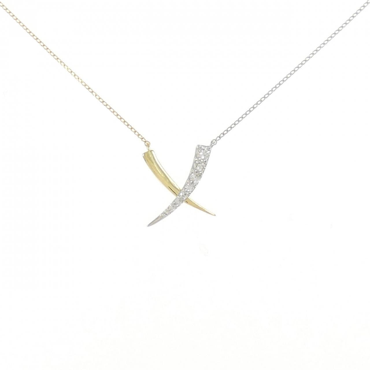 [BRAND NEW] K18YG/PT Diamond necklace 0.10CT