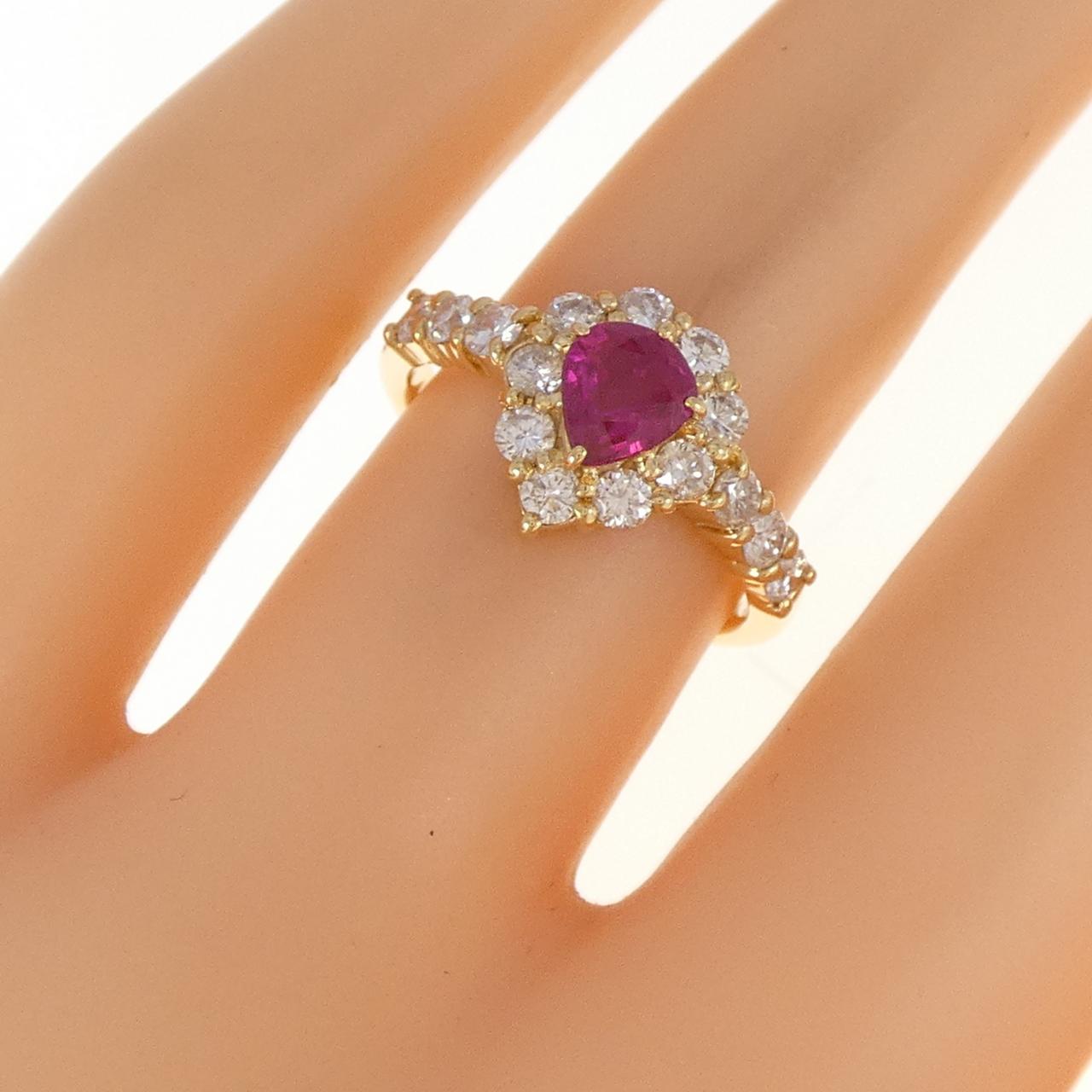 K18YG ルビー リング 0.63CT