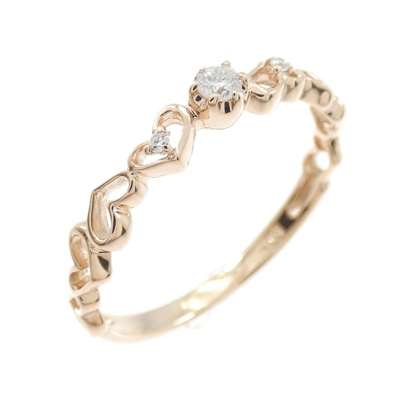 K10PG ハート ダイヤモンド リング