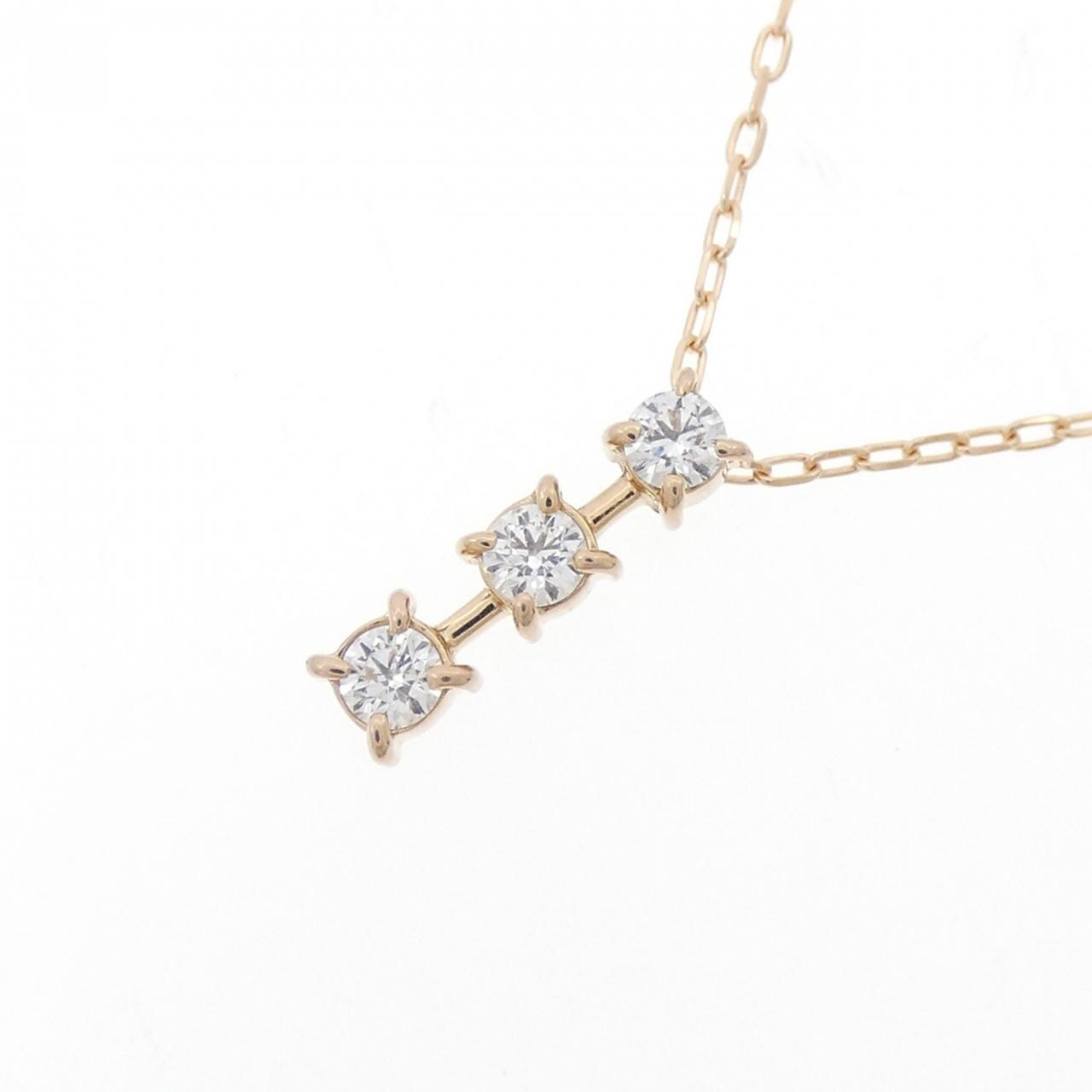 K18PG三石鑽石項鍊0.18CT