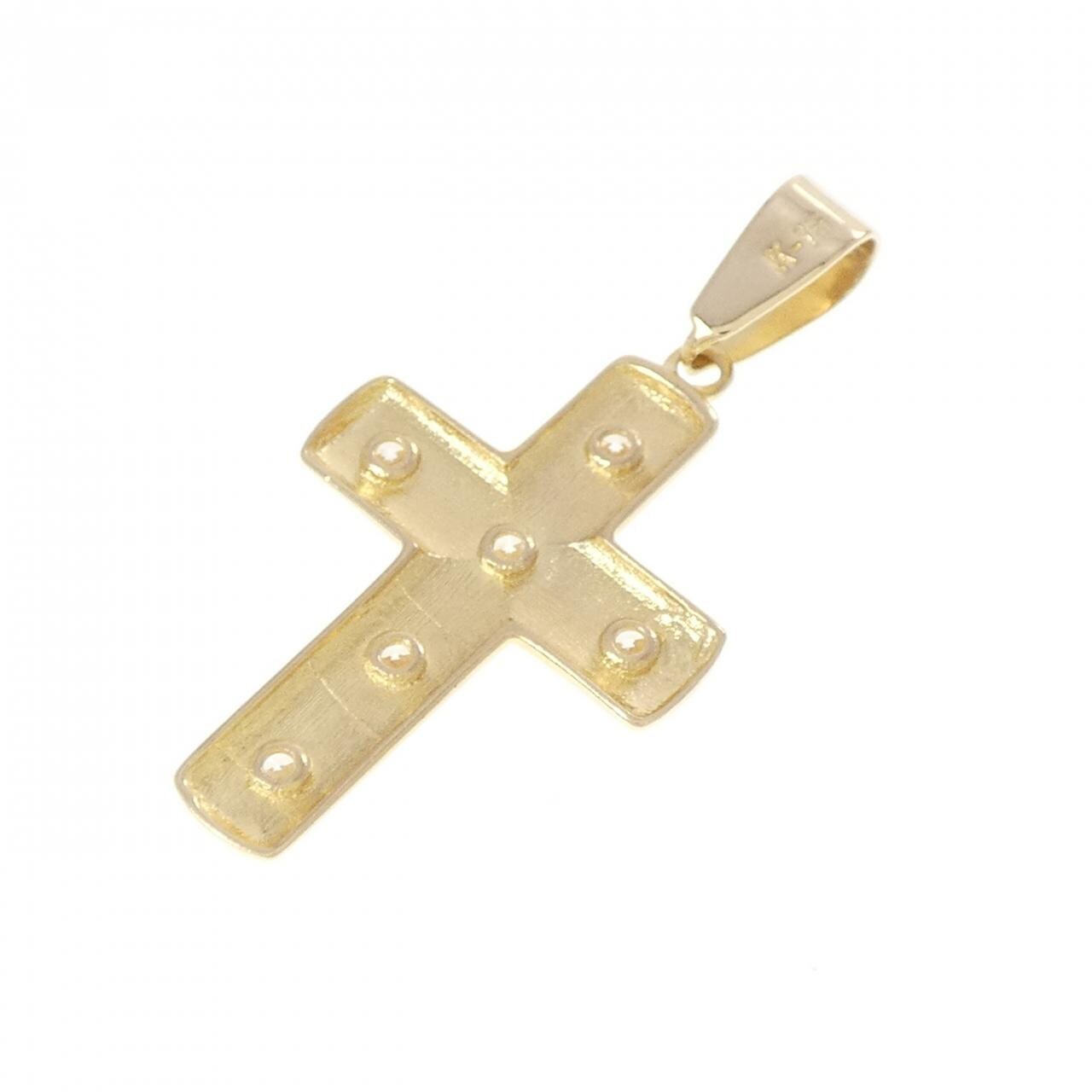 K18YG クロス キュービック ペンダント