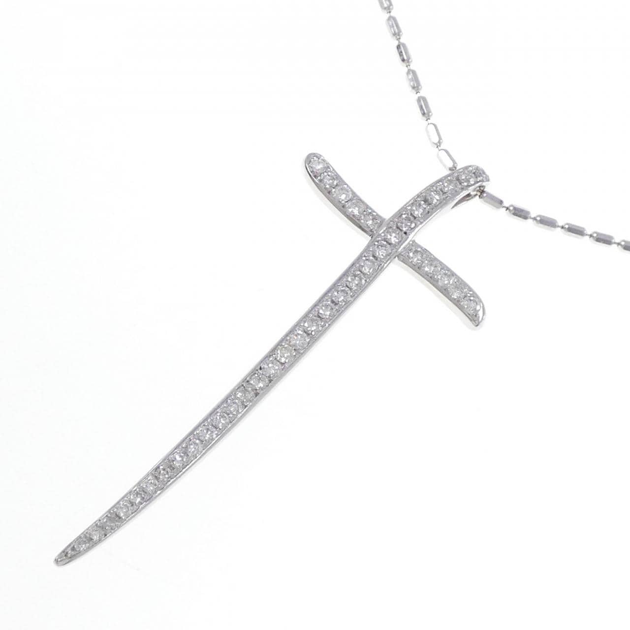 K18WG クロス ダイヤモンド ネックレス 1.00CT