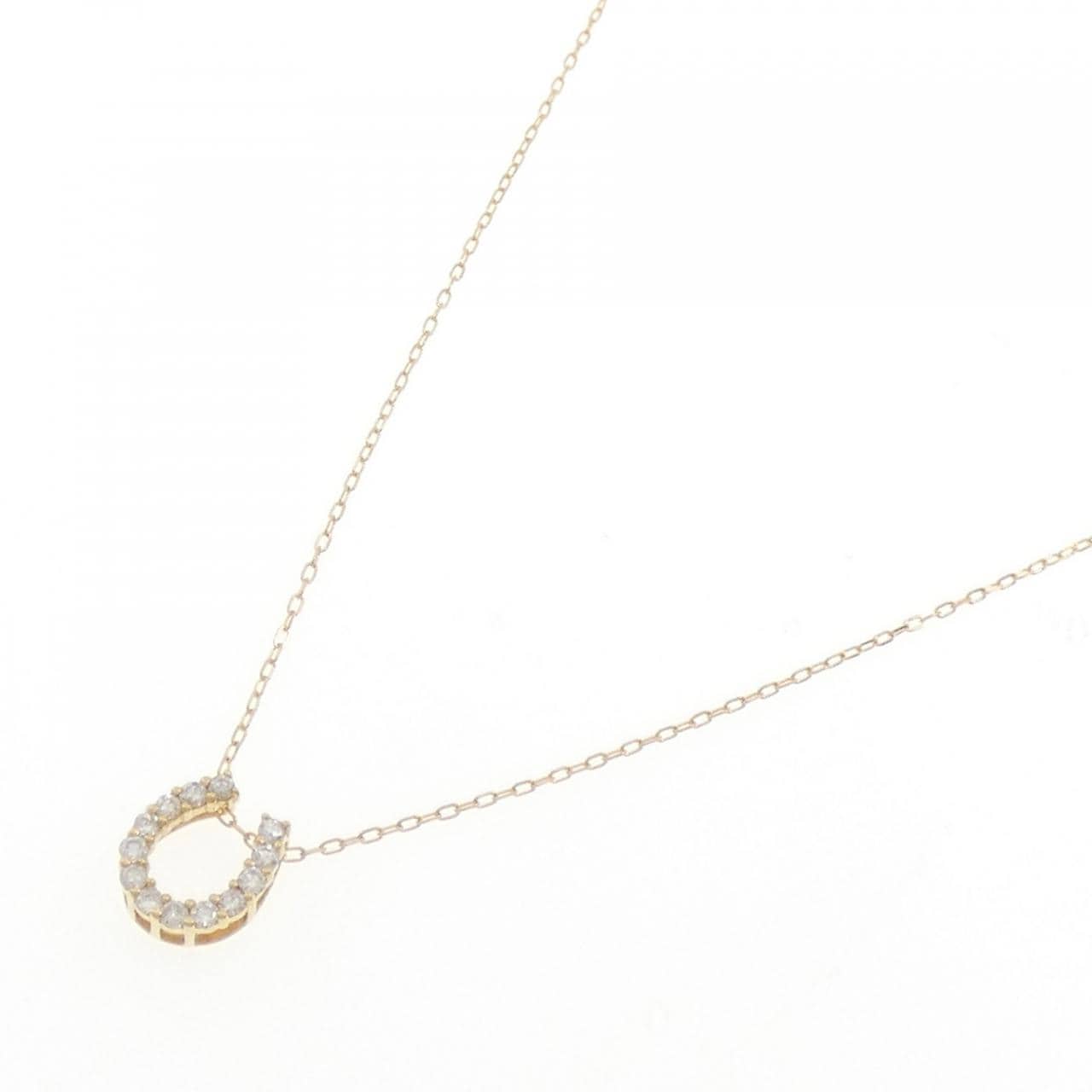 K18YG ホースシュー ダイヤモンド ネックレス 0.15CT