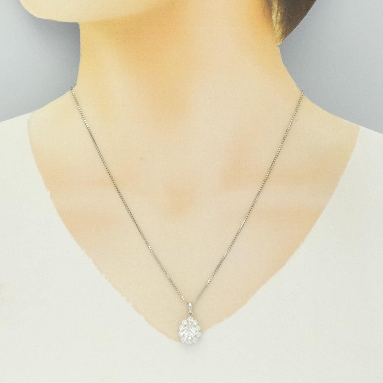 PT900/PT850 ダイヤモンド ネックレス 0.893CT F VVS2 ペアシェイプ