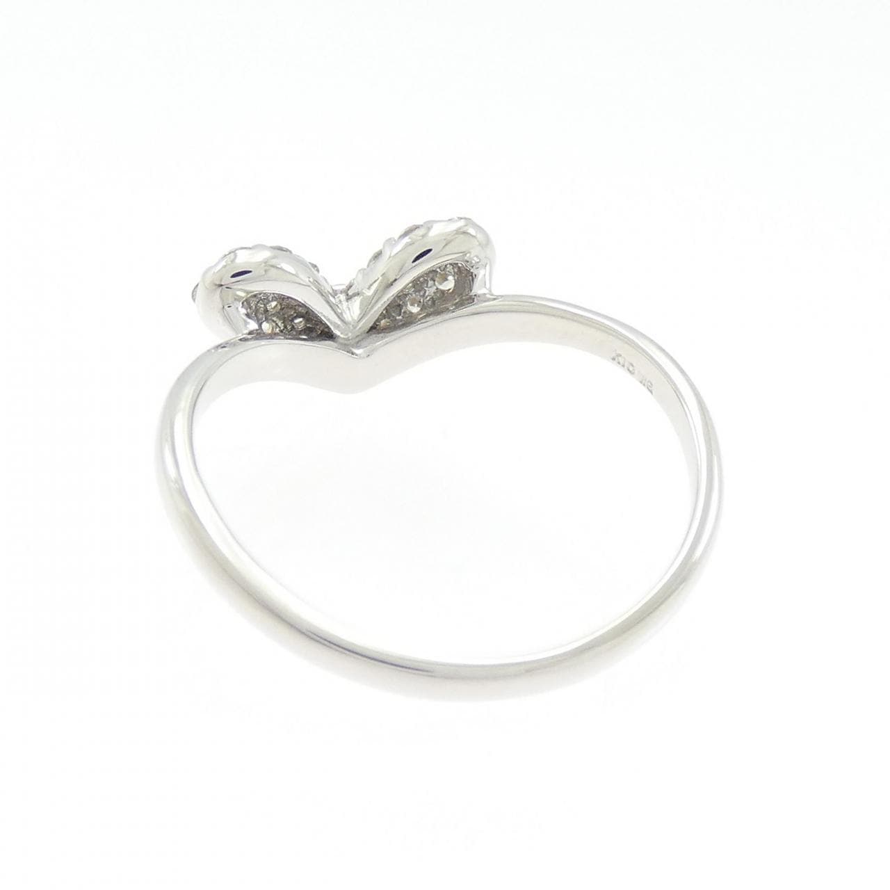 K10WG ハート パヴェ ダイヤモンド リング 0.30CT