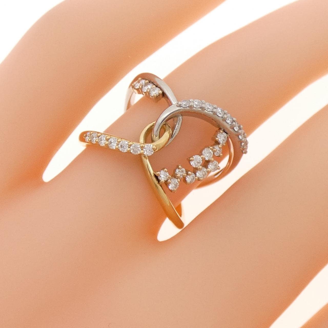 K18YG/PT900/K18PG ダイヤモンド リング 0.35CT