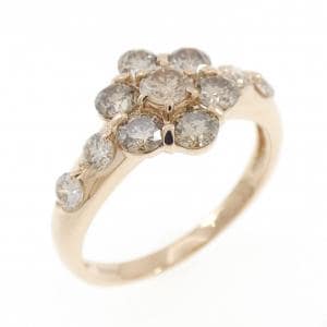 K18PG フラワー ダイヤモンド リング 1.00CT
