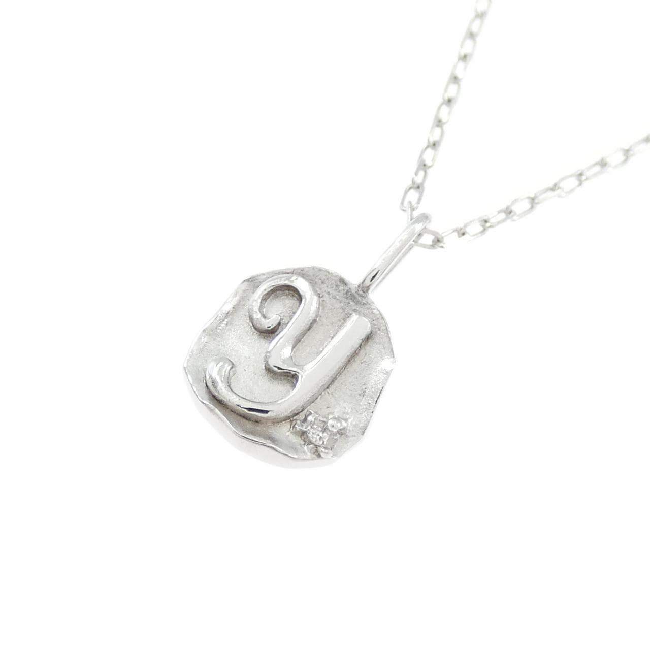 K10WG Initial Y Diamond Necklace 0.005CT