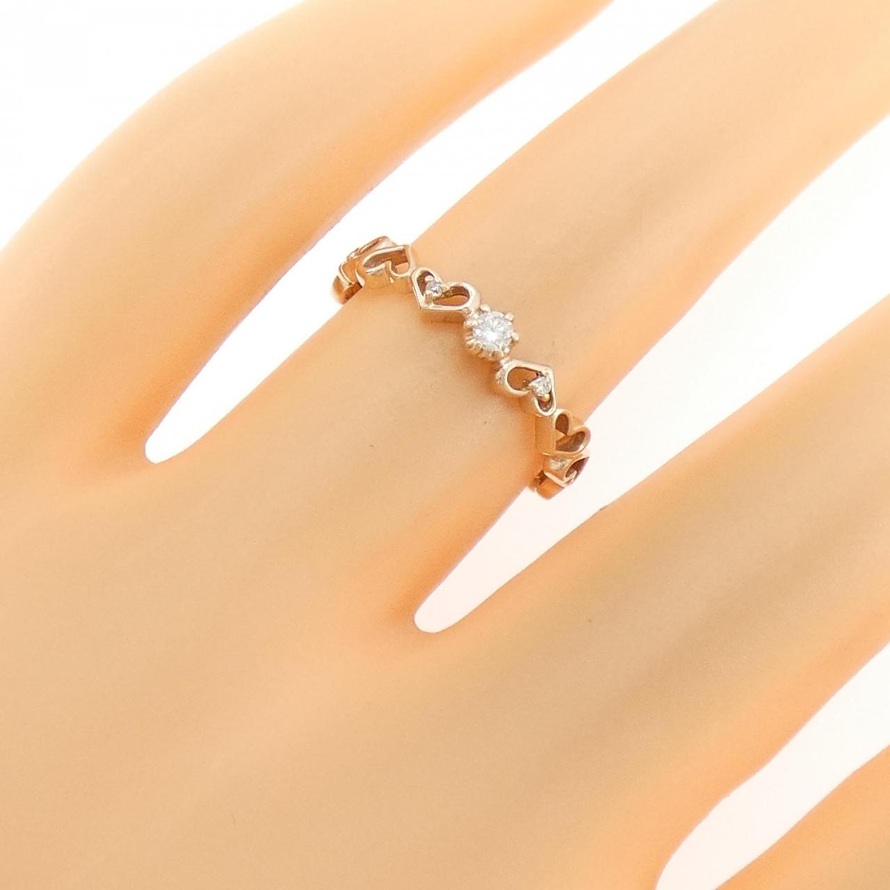 K10PG ハート ダイヤモンド リング