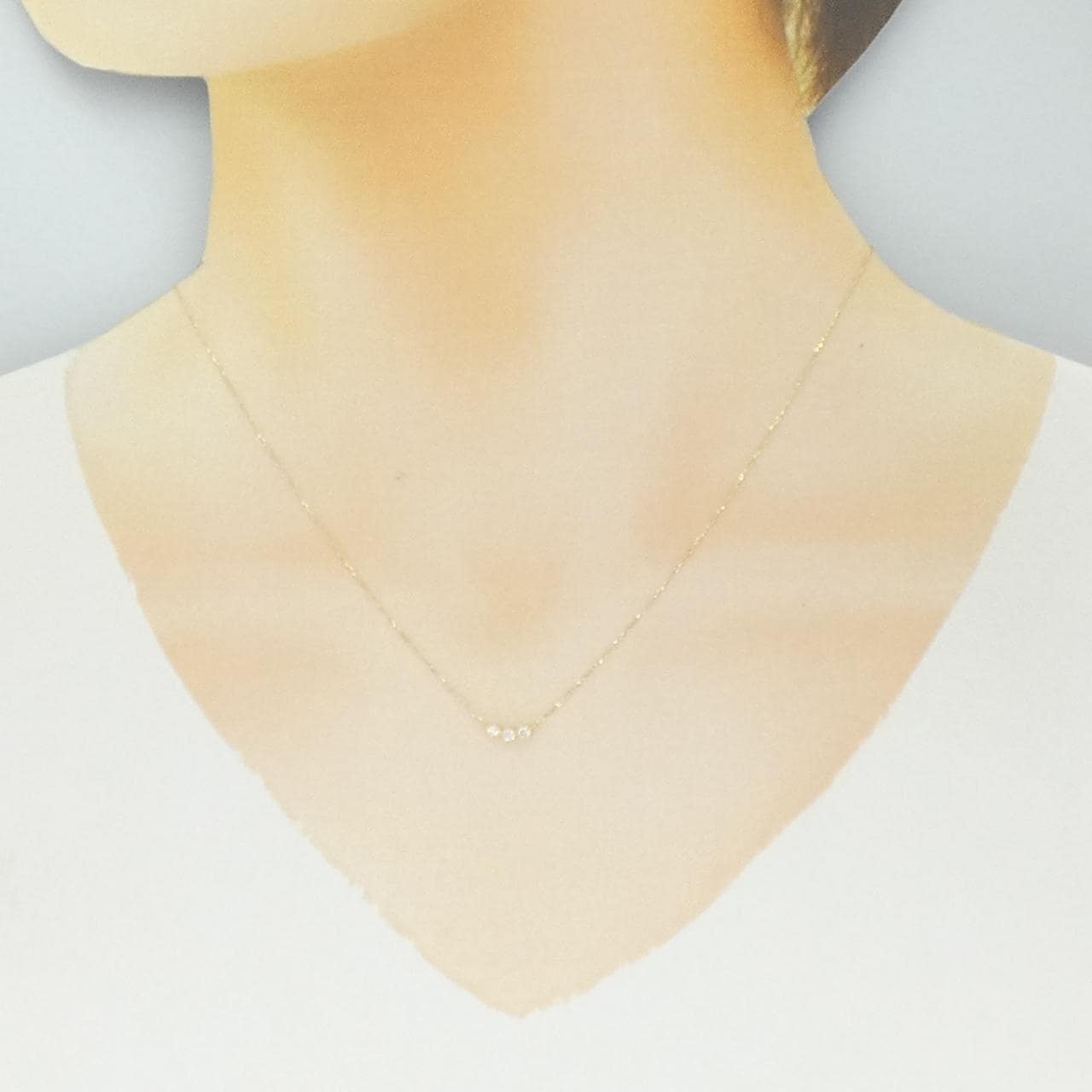 【再加工款】K18YG 三石鑽石項鍊 0.10克拉