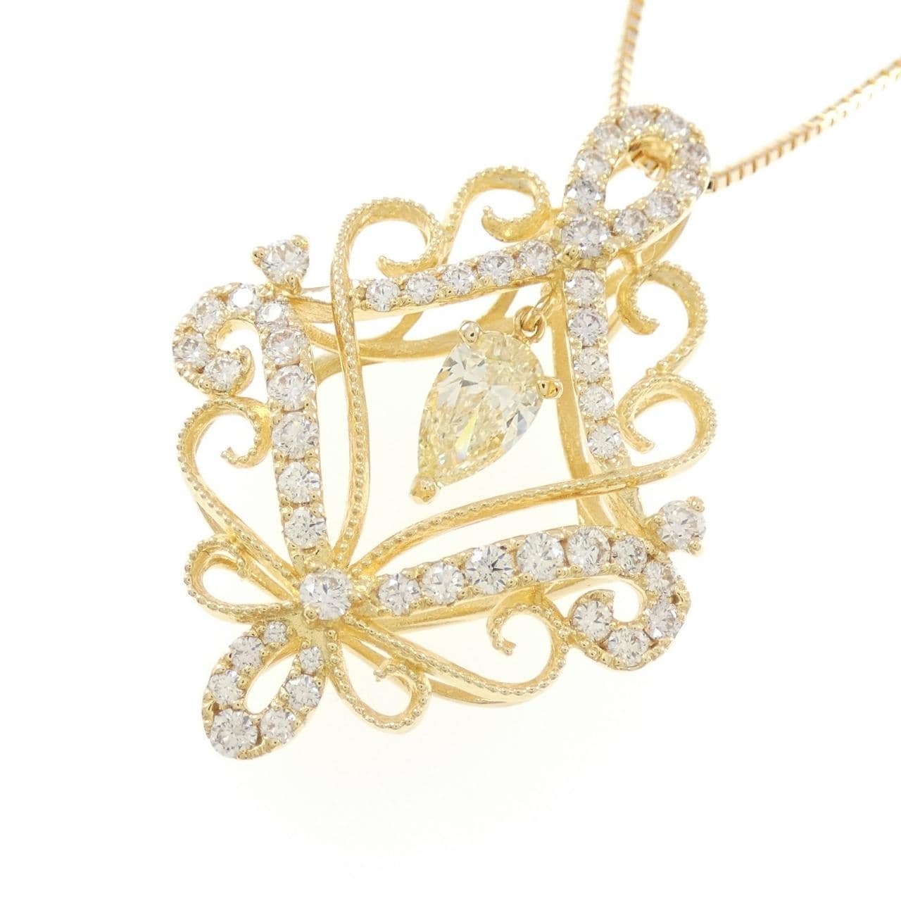 K18YG ダイヤモンド ネックレス 0.700CT VLY SI2 ペアシェイプ