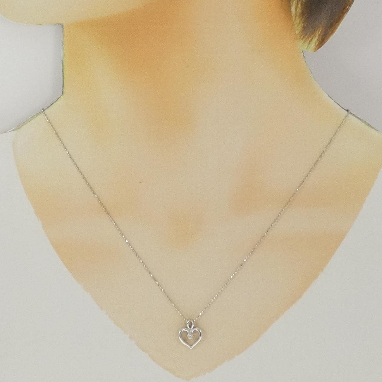 K18WG ハート ダイヤモンド ネックレス 0.02CT