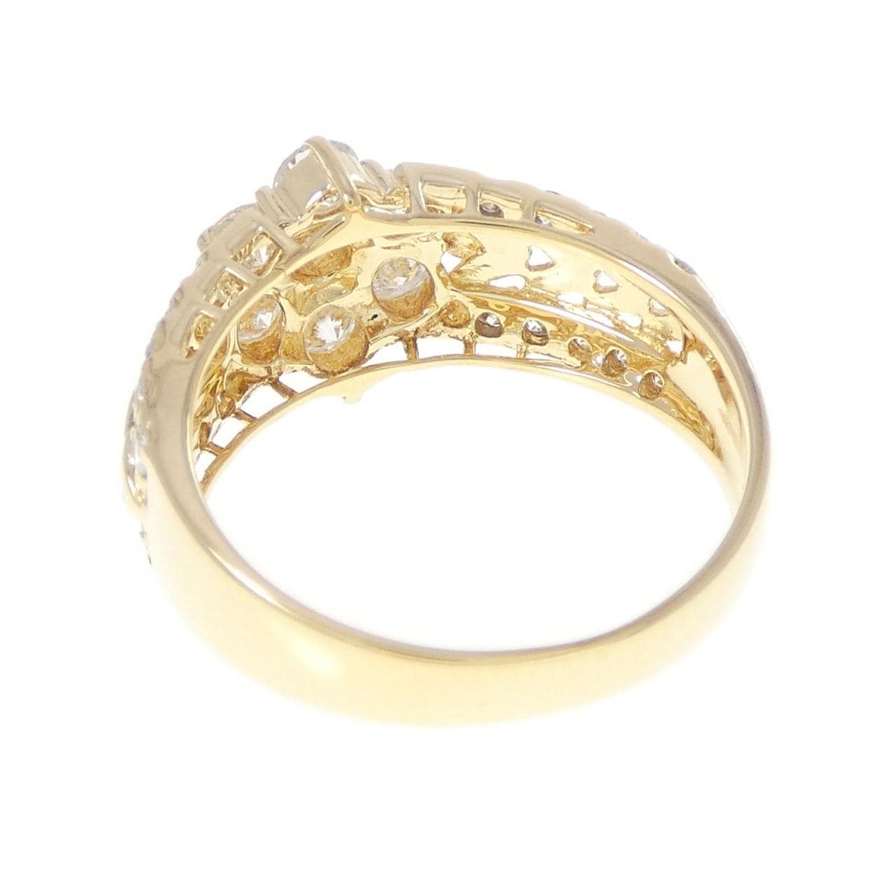 K18YG フラワー ダイヤモンド リング 1.013CT