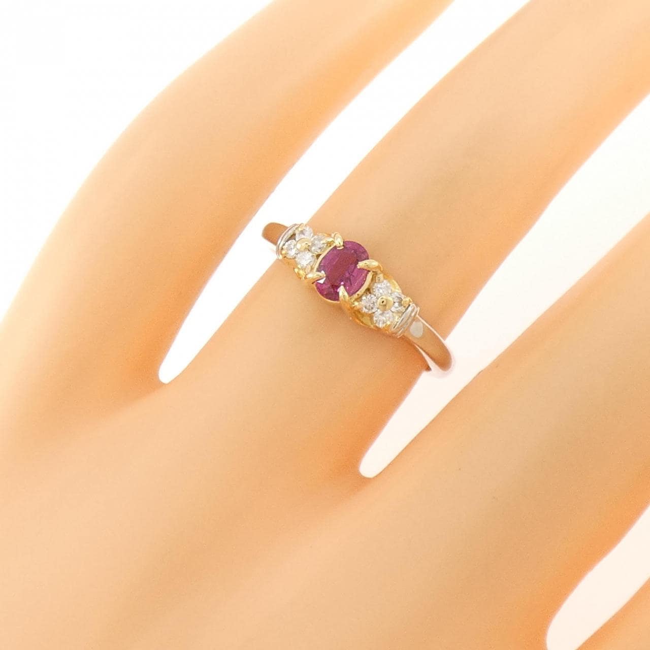 PT900/K18YG ルビー リング 0.38CT